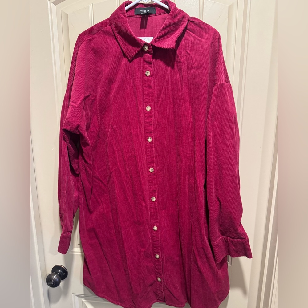 Forever 21 Burgundy Corduroy Dress - 1x